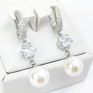 Cercei Cu Tortita Placati Cu Aur ALB -Model AN7- Marime Cercei 3cm